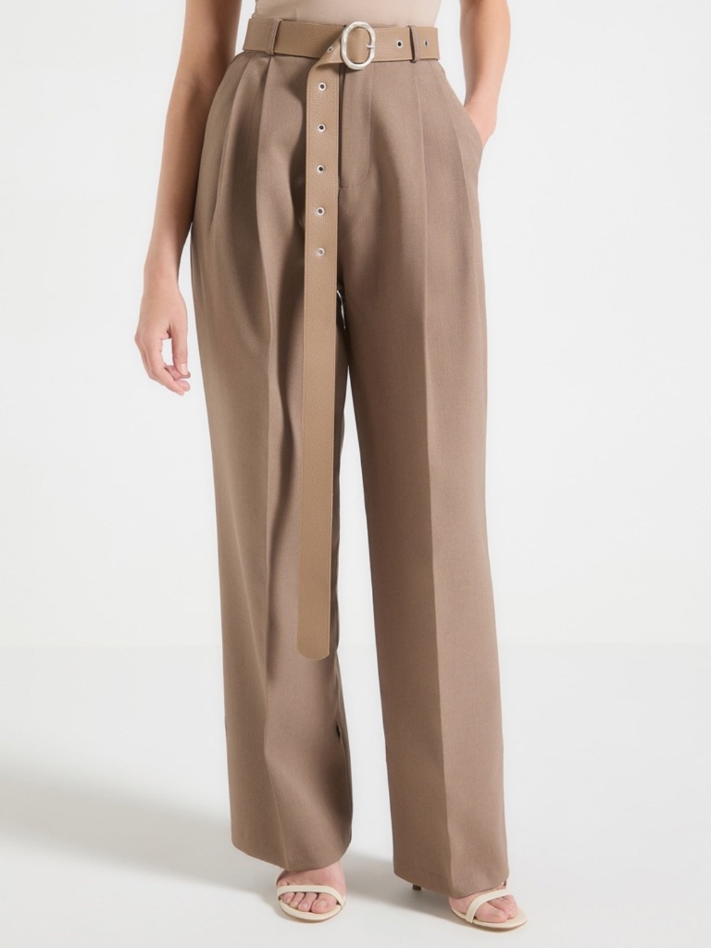 Maniere De Voir Suzanne tailored trouser with belt and ankle ties size 10 NWT - Picture 5 of 11